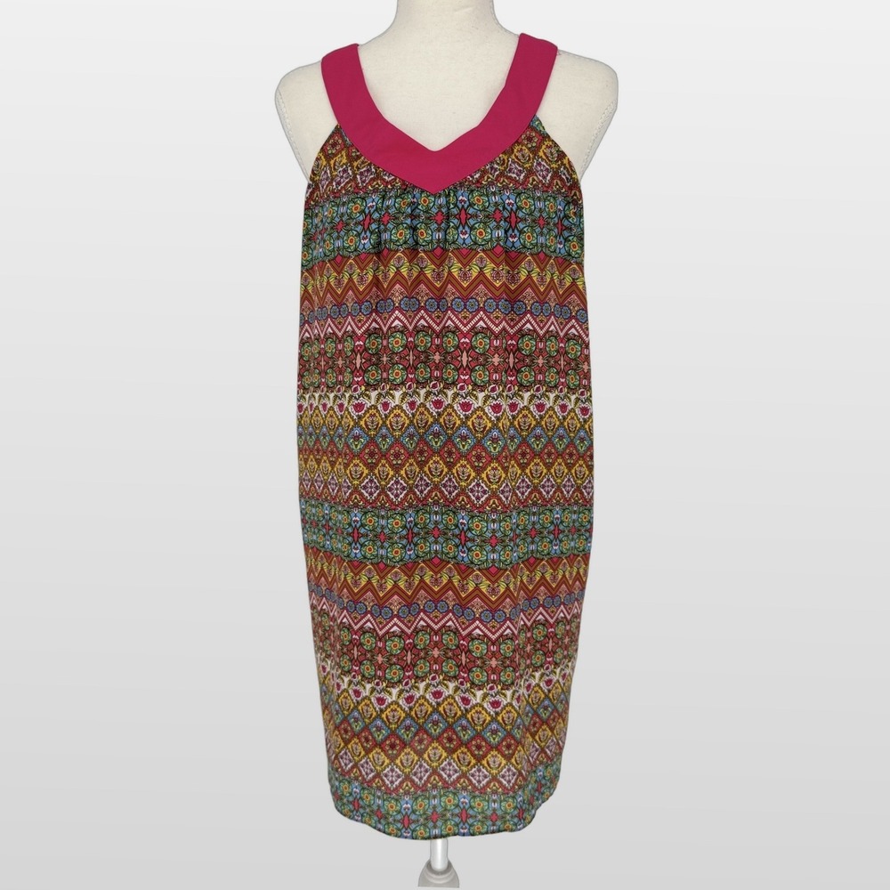 Rose & Olive Shift Dress XS Geometric Strappy Back Bohemian Boho Summer Hippie